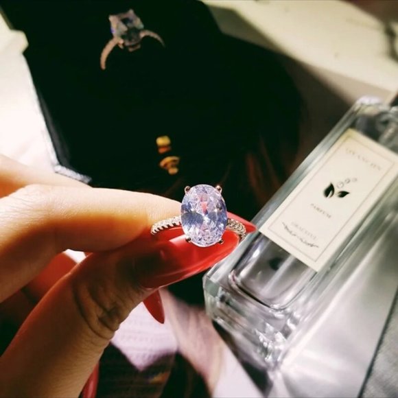 NEW OVAL DIAMOND S925 STERLING SILVER RING - Picture 3 of 3